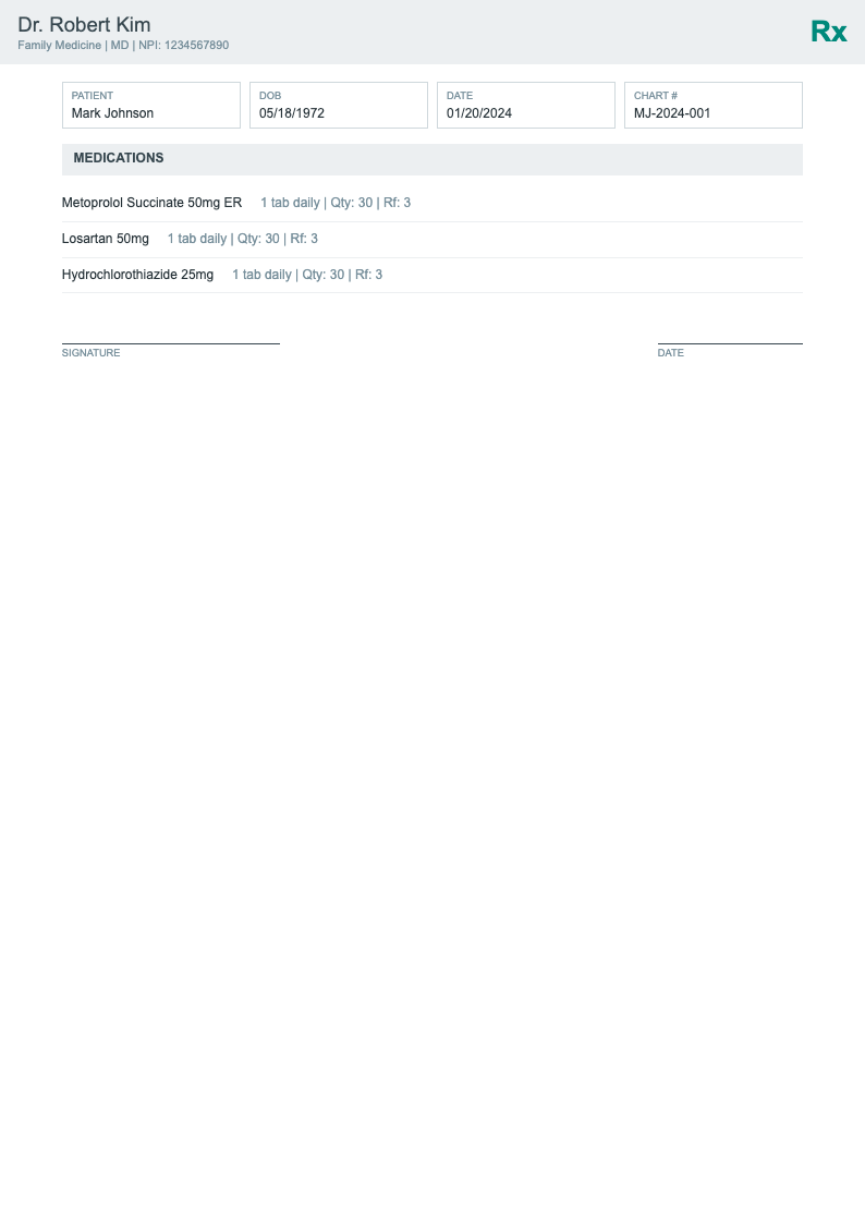 Compact clinical prescription